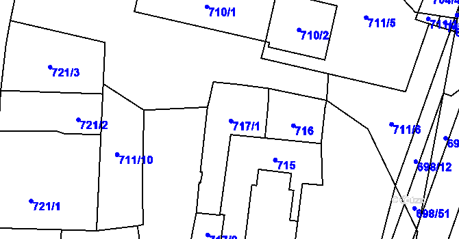 Parcela st. 717 v KÚ Slušovice, Katastrální mapa