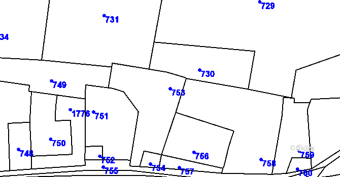 Parcela st. 753 v KÚ Slušovice, Katastrální mapa