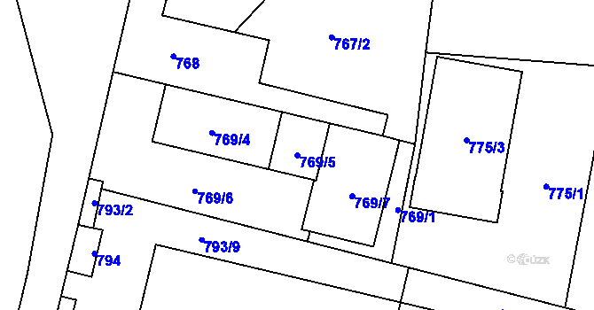 Parcela st. 769/5 v KÚ Slušovice, Katastrální mapa