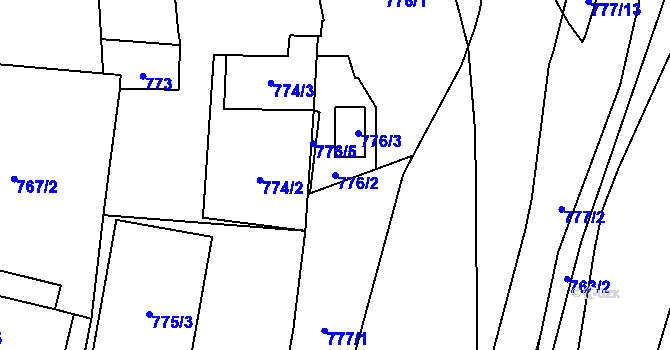 Parcela st. 776/2 v KÚ Slušovice, Katastrální mapa