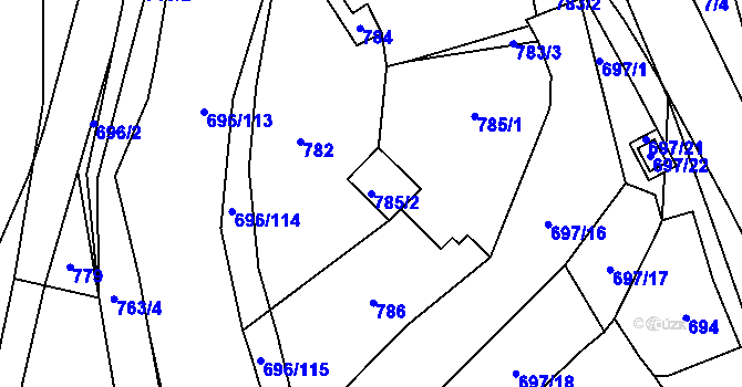 Parcela st. 785/2 v KÚ Slušovice, Katastrální mapa