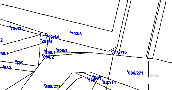 Parcela st. 793/15 v KÚ Slušovice, Katastrální mapa