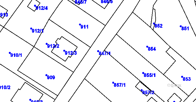 Parcela st. 847/1 v KÚ Slušovice, Katastrální mapa