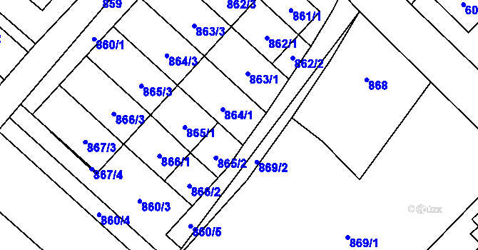 Parcela st. 864/2 v KÚ Slušovice, Katastrální mapa