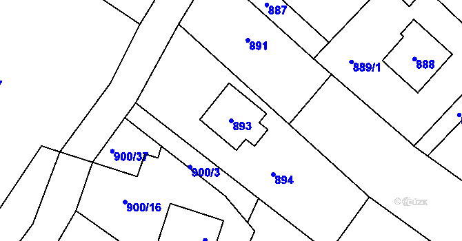 Parcela st. 893 v KÚ Slušovice, Katastrální mapa