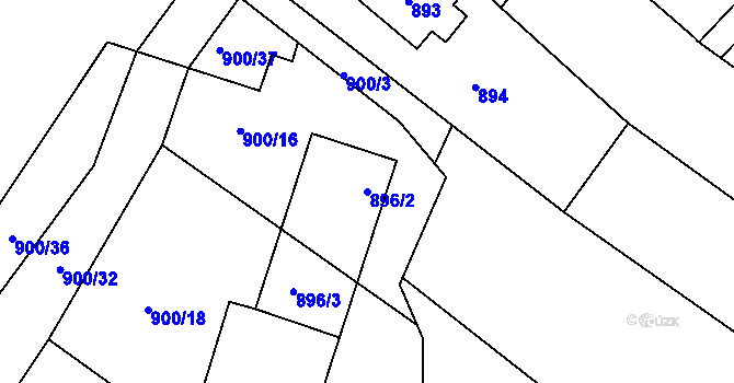Parcela st. 896/2 v KÚ Slušovice, Katastrální mapa