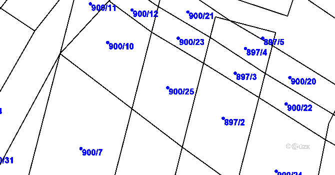 Parcela st. 900/25 v KÚ Slušovice, Katastrální mapa