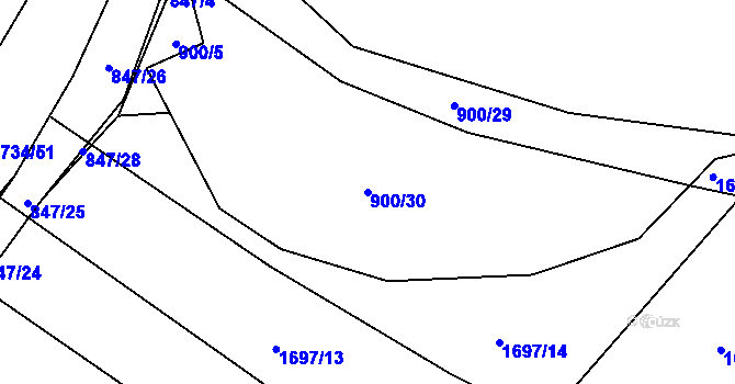 Parcela st. 900/30 v KÚ Slušovice, Katastrální mapa