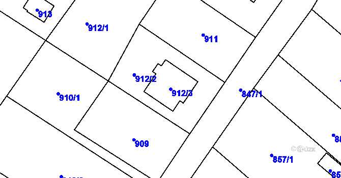 Parcela st. 912/3 v KÚ Slušovice, Katastrální mapa