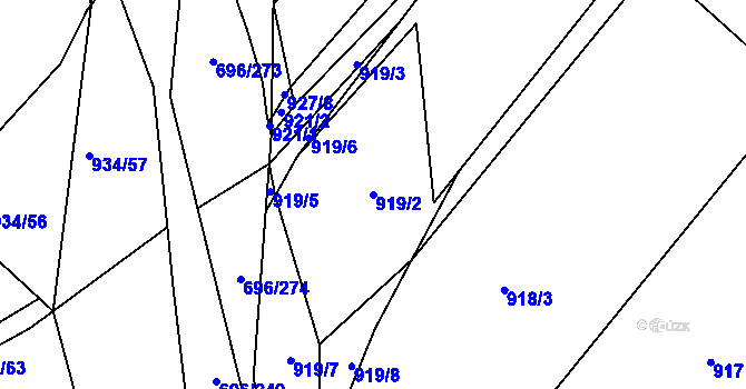 Parcela st. 919/2 v KÚ Slušovice, Katastrální mapa