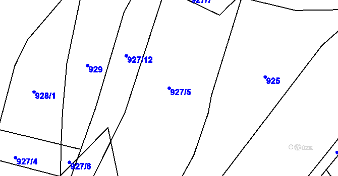 Parcela st. 927/5 v KÚ Slušovice, Katastrální mapa