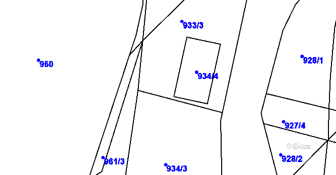 Parcela st. 934/6 v KÚ Slušovice, Katastrální mapa