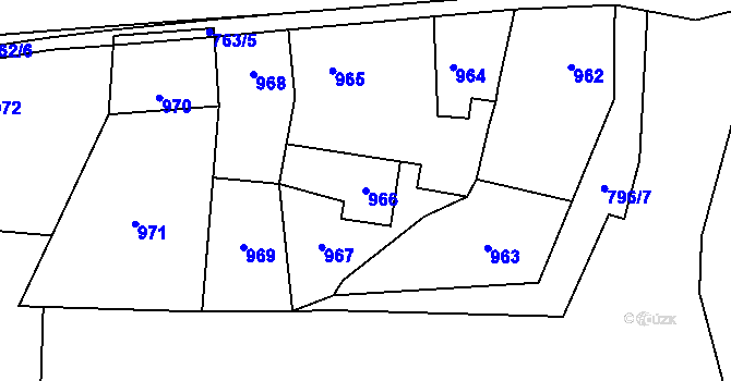 Parcela st. 966 v KÚ Slušovice, Katastrální mapa