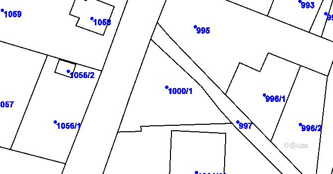 Parcela st. 1000/1 v KÚ Slušovice, Katastrální mapa