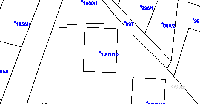 Parcela st. 1001/10 v KÚ Slušovice, Katastrální mapa