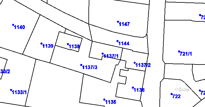 Parcela st. 1137/1 v KÚ Slušovice, Katastrální mapa