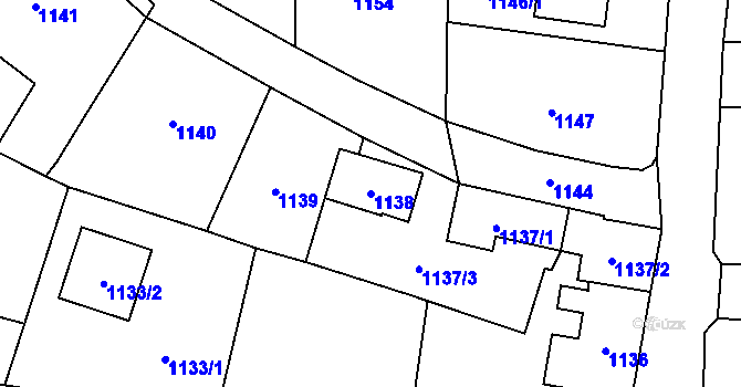 Parcela st. 1138 v KÚ Slušovice, Katastrální mapa