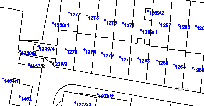 Parcela st. 1272 v KÚ Slušovice, Katastrální mapa