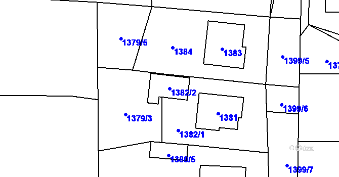 Parcela st. 1382/2 v KÚ Slušovice, Katastrální mapa