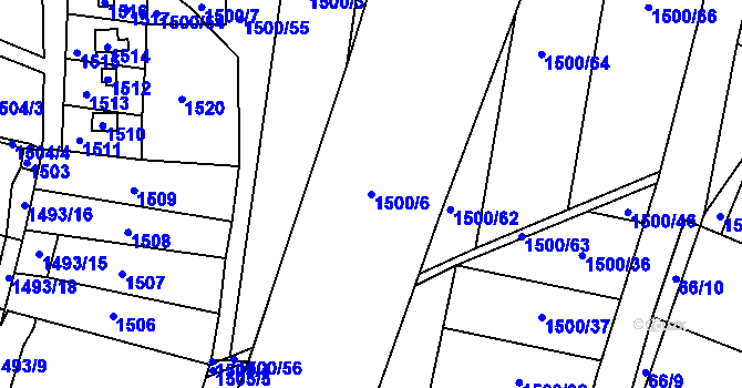 Parcela st. 1500/6 v KÚ Slušovice, Katastrální mapa