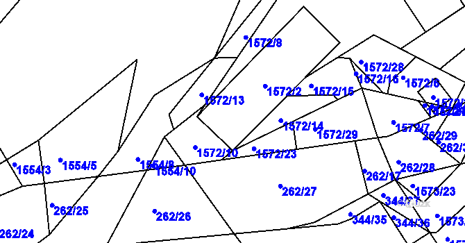Parcela st. 1572/3 v KÚ Slušovice, Katastrální mapa