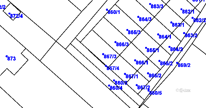 Parcela st. 867/3 v KÚ Slušovice, Katastrální mapa