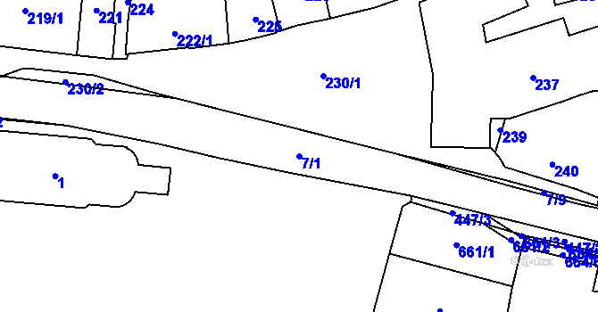 Parcela st. 7/1 v KÚ Slušovice, Katastrální mapa