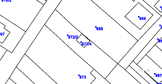 Parcela st. 872/4 v KÚ Slušovice, Katastrální mapa