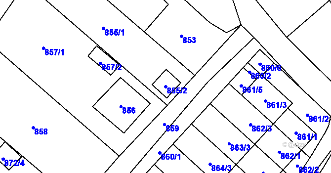 Parcela st. 855/2 v KÚ Slušovice, Katastrální mapa