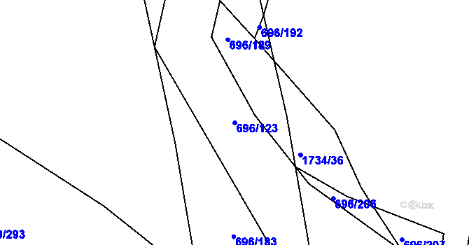 Parcela st. 696/123 v KÚ Slušovice, Katastrální mapa