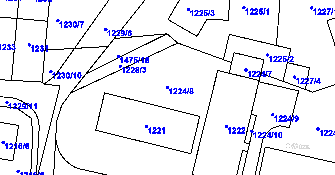 Parcela st. 1224/8 v KÚ Slušovice, Katastrální mapa