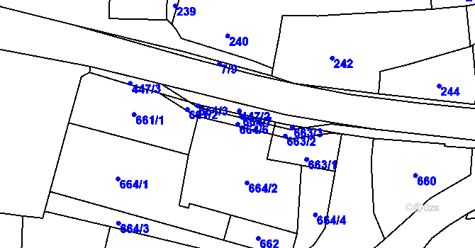 Parcela st. 664/6 v KÚ Slušovice, Katastrální mapa