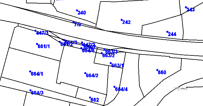 Parcela st. 663/2 v KÚ Slušovice, Katastrální mapa