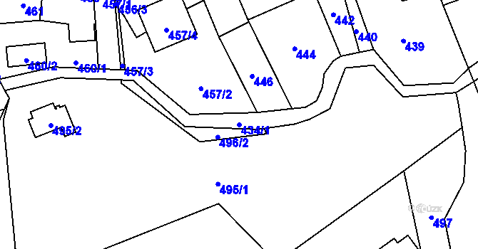 Parcela st. 434/1 v KÚ Slušovice, Katastrální mapa
