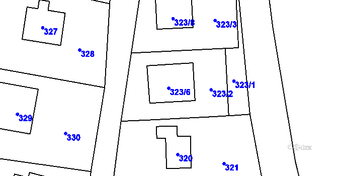 Parcela st. 323/6 v KÚ Slušovice, Katastrální mapa