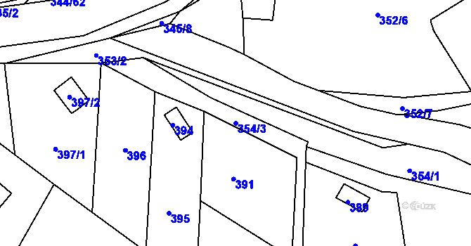 Parcela st. 354/3 v KÚ Slušovice, Katastrální mapa
