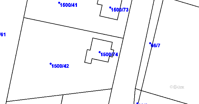 Parcela st. 1500/74 v KÚ Slušovice, Katastrální mapa