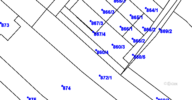 Parcela st. 860/4 v KÚ Slušovice, Katastrální mapa