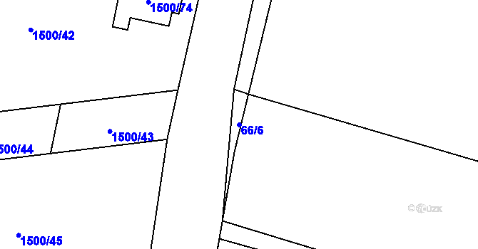Parcela st. 66/6 v KÚ Slušovice, Katastrální mapa