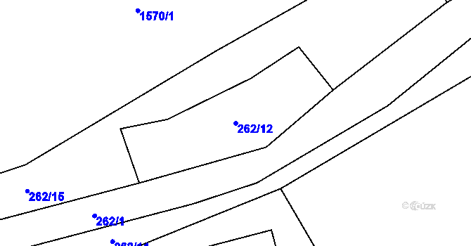 Parcela st. 262/12 v KÚ Slušovice, Katastrální mapa