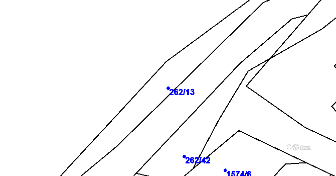 Parcela st. 262/13 v KÚ Slušovice, Katastrální mapa