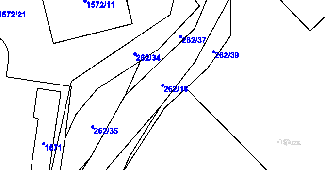 Parcela st. 262/18 v KÚ Slušovice, Katastrální mapa