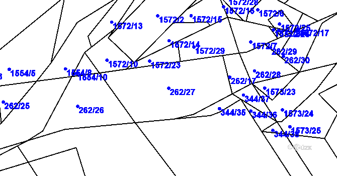 Parcela st. 262/27 v KÚ Slušovice, Katastrální mapa