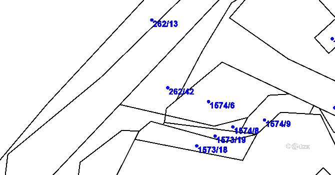 Parcela st. 262/42 v KÚ Slušovice, Katastrální mapa