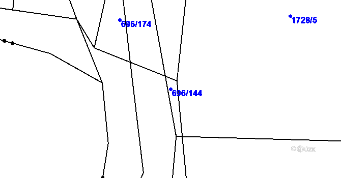 Parcela st. 696/144 v KÚ Slušovice, Katastrální mapa