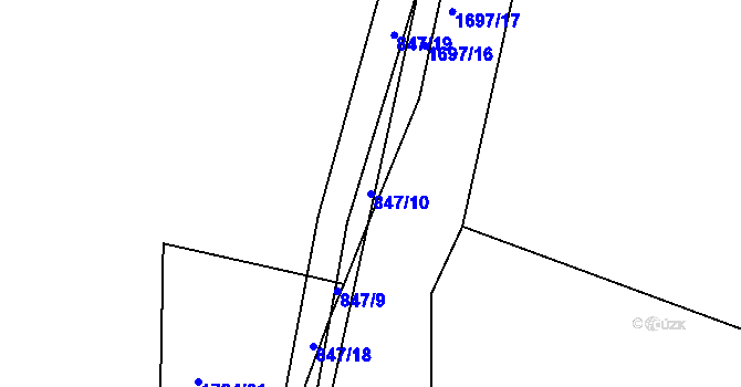 Parcela st. 847/10 v KÚ Slušovice, Katastrální mapa