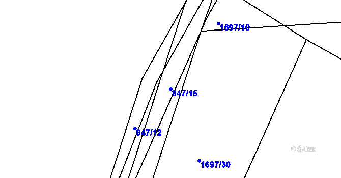 Parcela st. 847/15 v KÚ Slušovice, Katastrální mapa