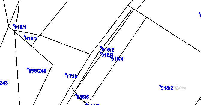 Parcela st. 916/3 v KÚ Slušovice, Katastrální mapa
