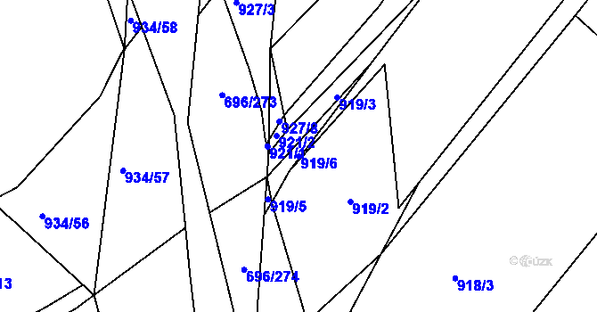 Parcela st. 919/6 v KÚ Slušovice, Katastrální mapa