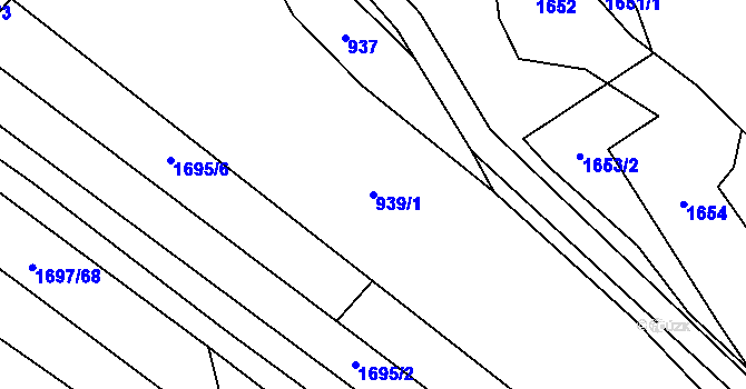 Parcela st. 939/1 v KÚ Slušovice, Katastrální mapa